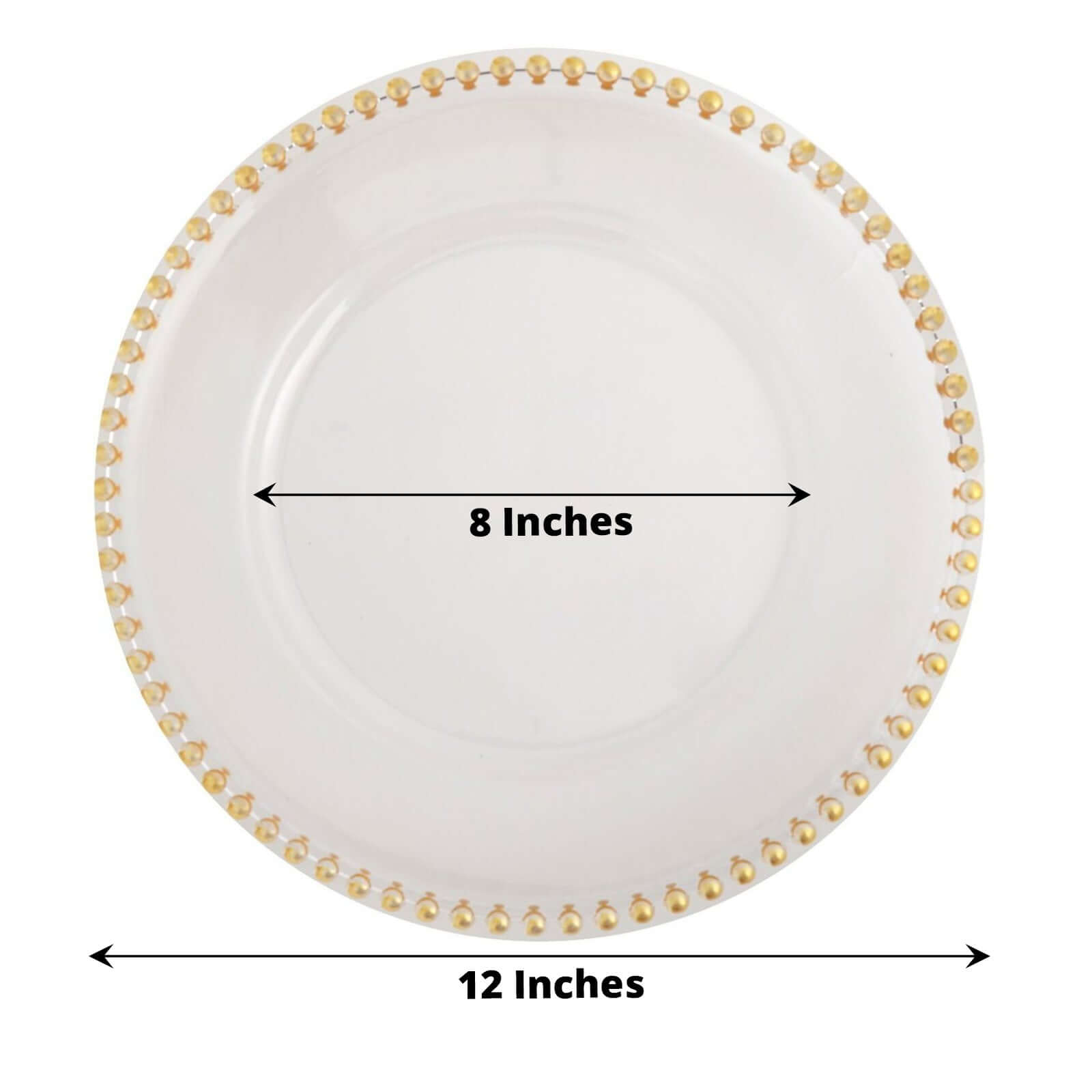 6-Pack Acrylic Charger Plates 13" Round Clear with Gold Beaded Rim - Decorative Dinner Party Serving Plates - Image 3